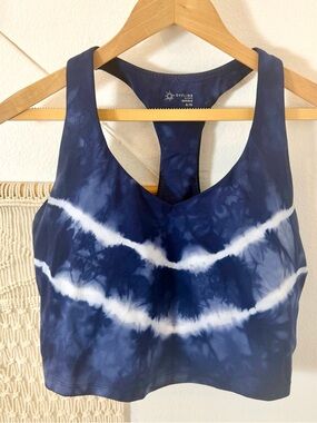 Aerie Tie Dye Navy White Racerback Sports Bra XL